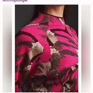 Pink Patterned Sweater by anthropologie